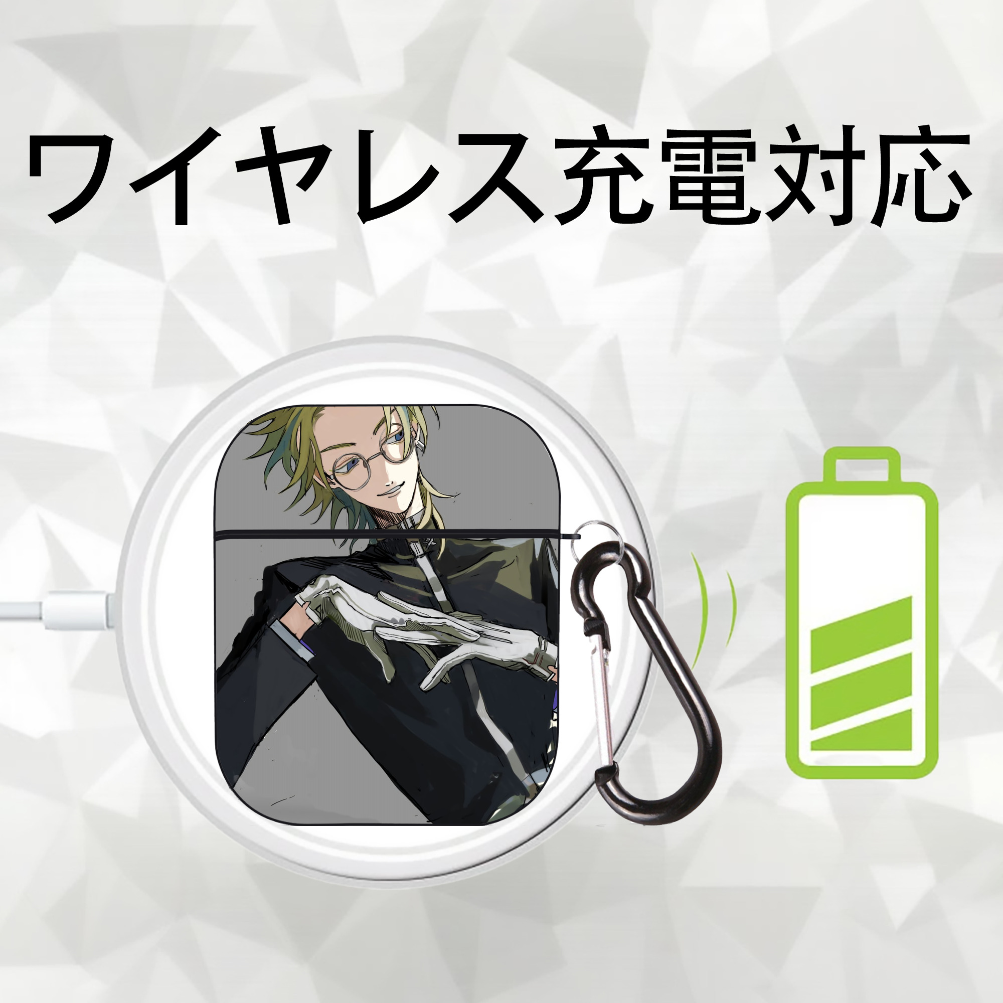 東京リベンジャーズ Tokyo Revengers AirPods 第2世代保護ケース ハードシェル ブラック 耐衝撃・防指紋・カラビナ付き