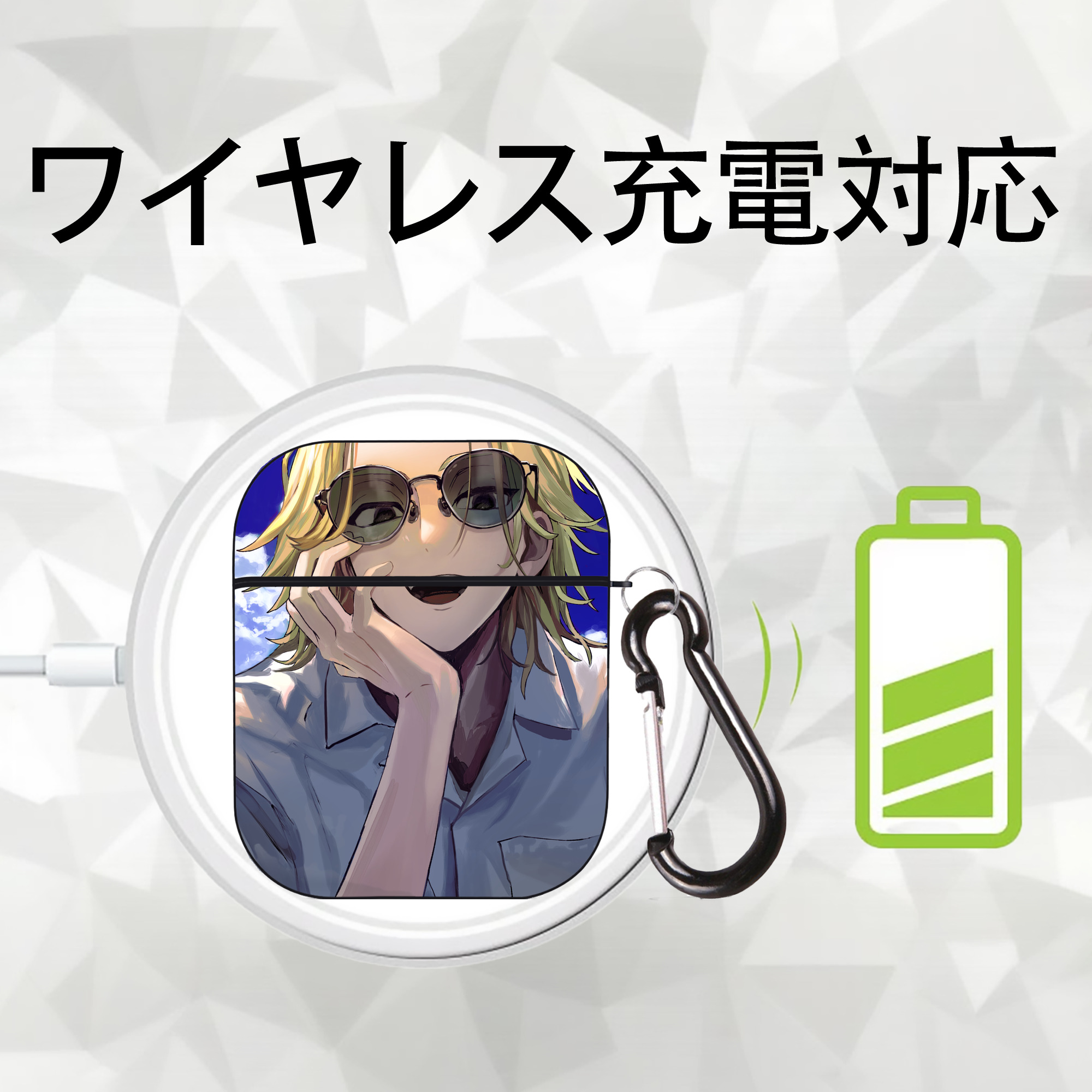 東京リベンジャーズ Tokyo Revengers AirPods 第2世代保護ケース ハードシェル ブラック 耐衝撃・防指紋・カラビナ付き