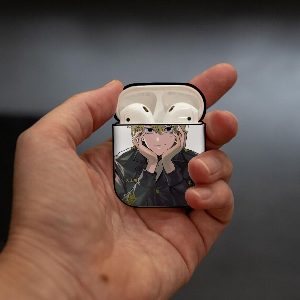 東京リベンジャーズ Tokyo Revengers AirPods 第2世代保護ケース ハードシェル ブラック 耐衝撃・防指紋・カラビナ付き
