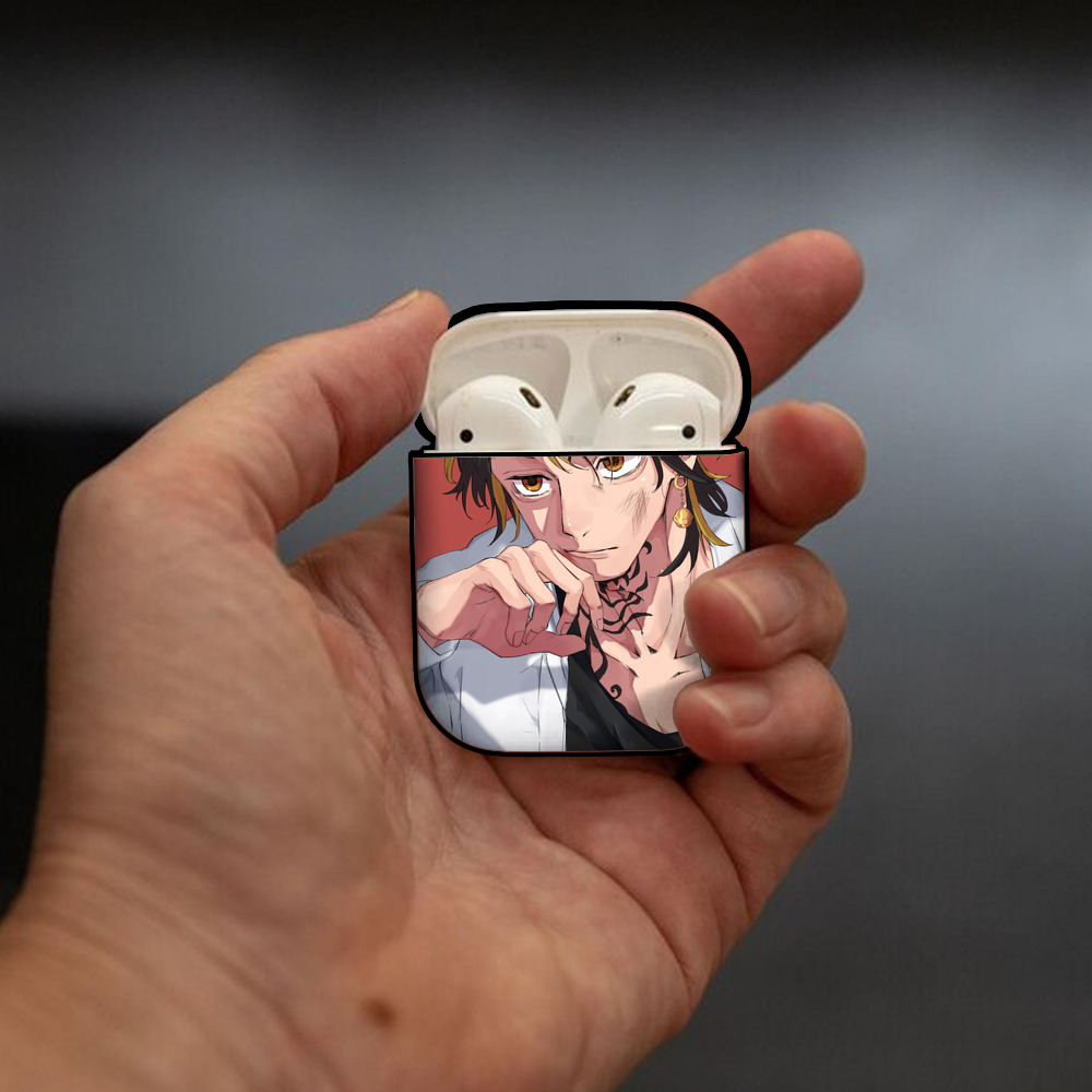 東京リベンジャーズ Tokyo Revengers AirPods 第2世代保護ケース ハードシェル ブラック 耐衝撃・防指紋・カラビナ付き