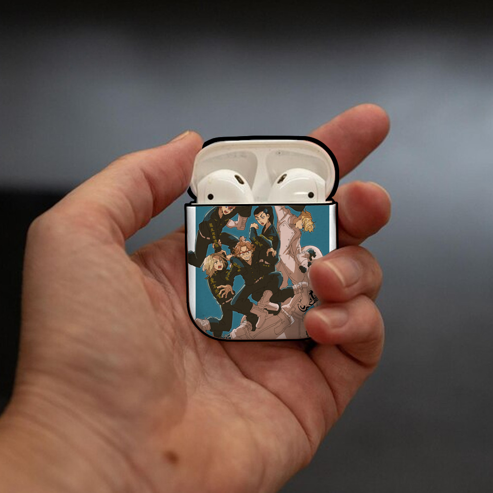 東京リベンジャーズ Tokyo Revengers AirPods 第2世代保護ケース ハードシェル ブラック 耐衝撃・防指紋・カラビナ付き
