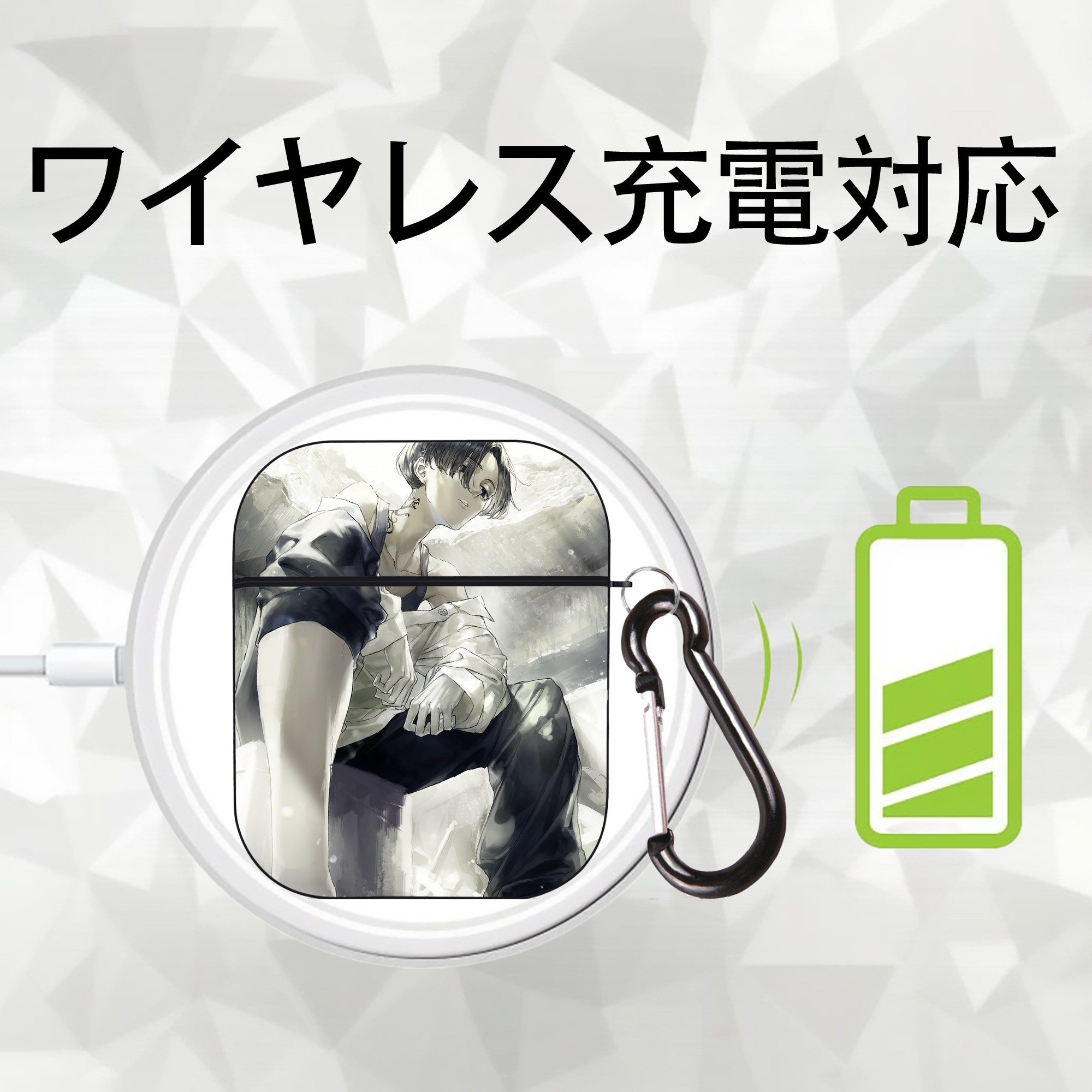 東京リベンジャーズ Tokyo Revengers AirPods 第2世代保護ケース ハードシェル ブラック 耐衝撃・防指紋・カラビナ付き