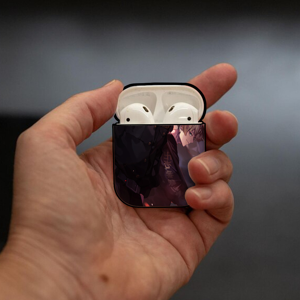 東京リベンジャーズ Tokyo Revengers AirPods 第2世代保護ケース ハードシェル ブラック 耐衝撃・防指紋・カラビナ付き