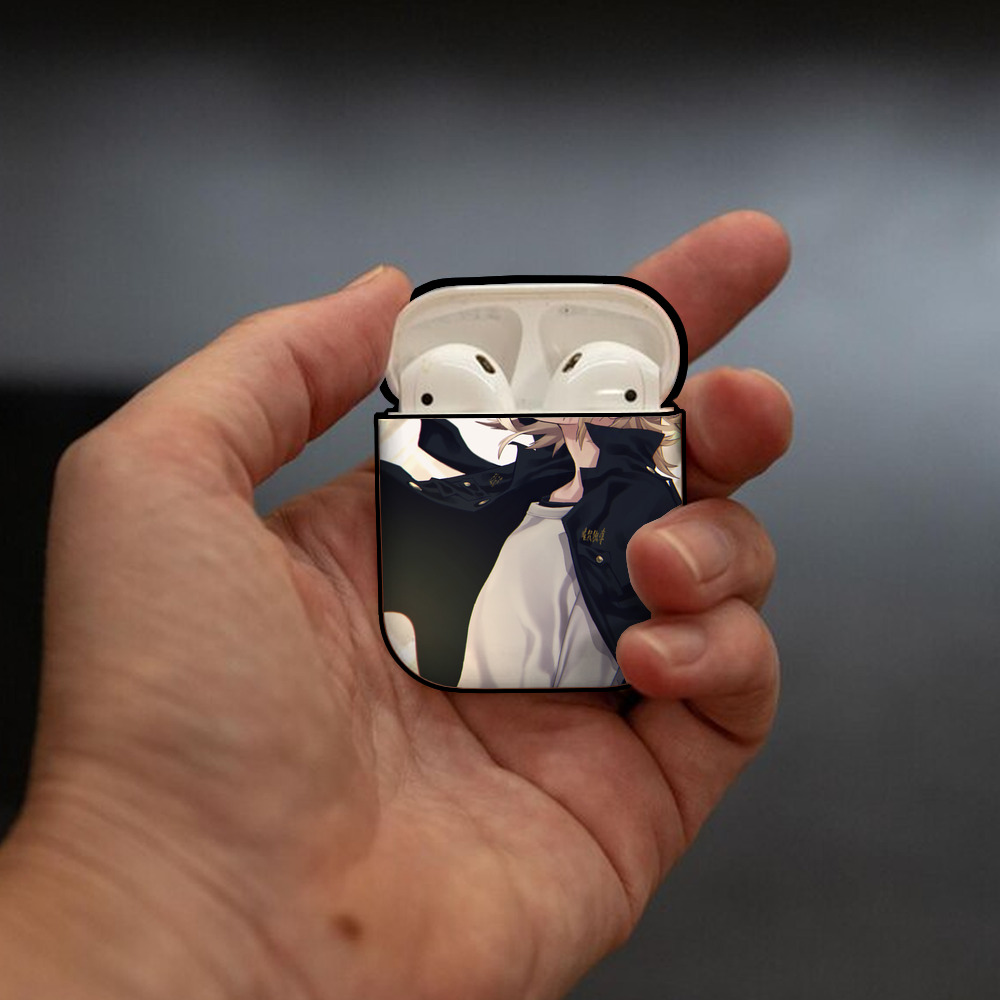 東京リベンジャーズ Tokyo Revengers AirPods 第2世代保護ケース ハードシェル ブラック 耐衝撃・防指紋・カラビナ付き