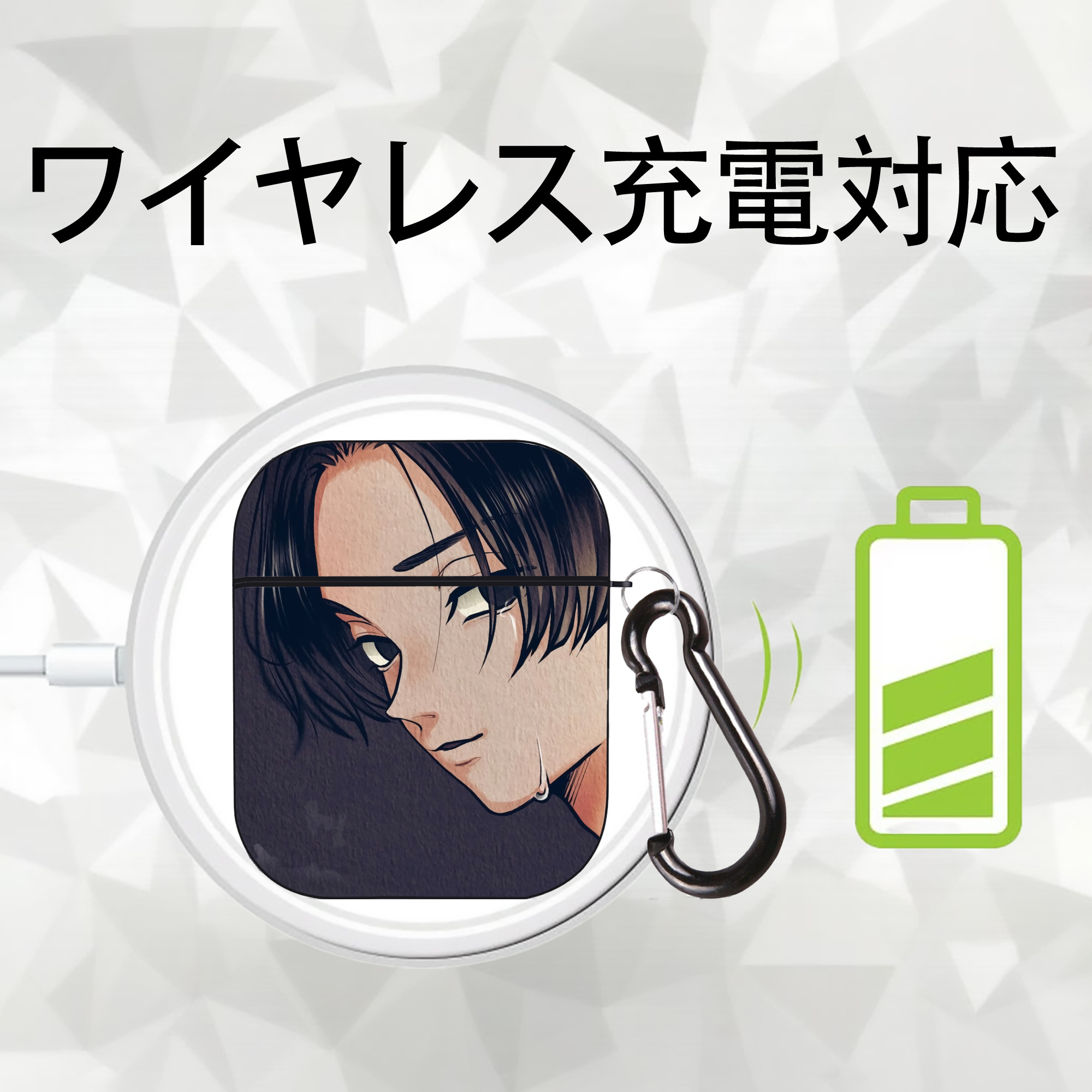 東京リベンジャーズ Tokyo Revengers AirPods 第2世代保護ケース ハードシェル ブラック 耐衝撃・防指紋・カラビナ付き