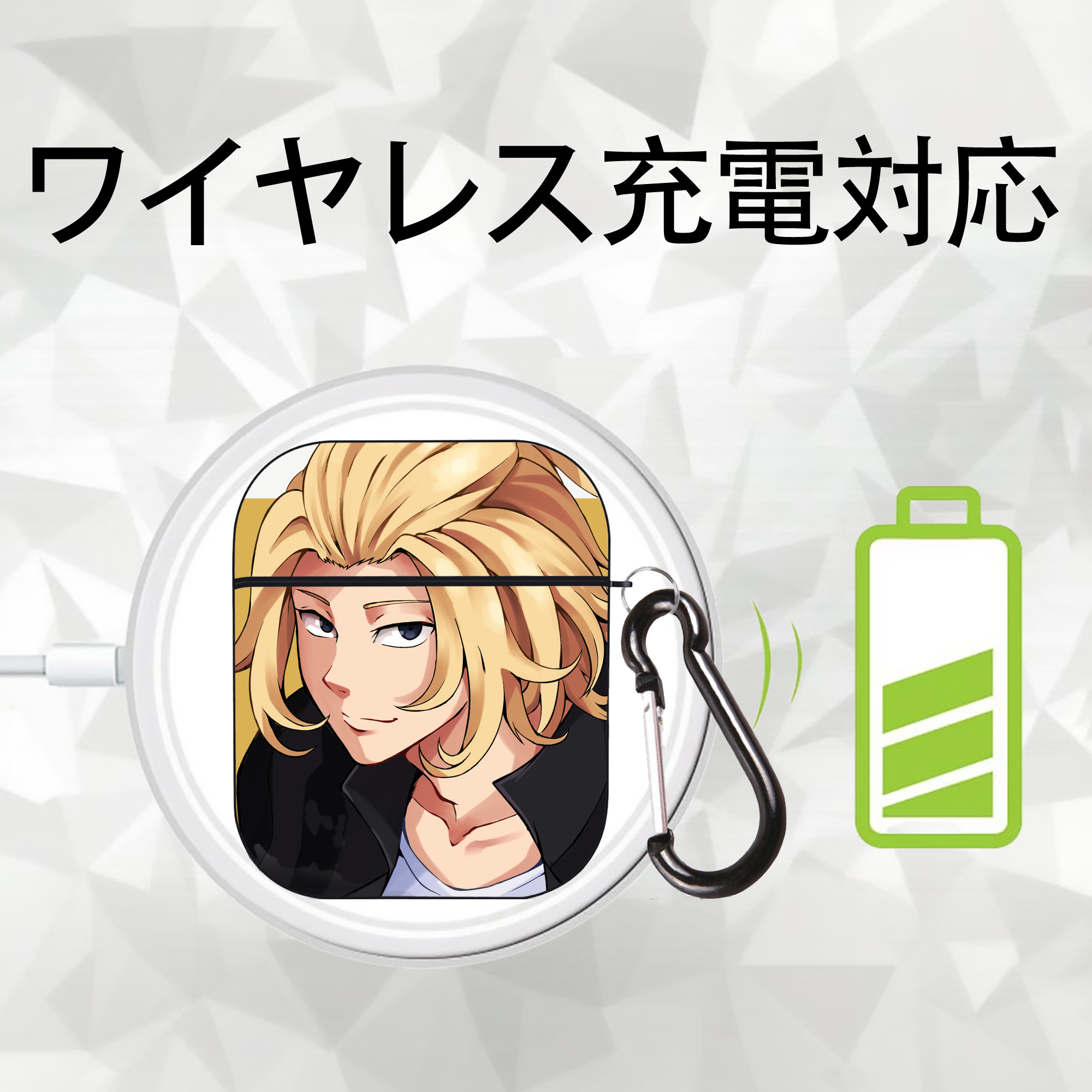東京リベンジャーズ Tokyo Revengers AirPods 第2世代保護ケース ハードシェル ブラック 耐衝撃・防指紋・カラビナ付き
