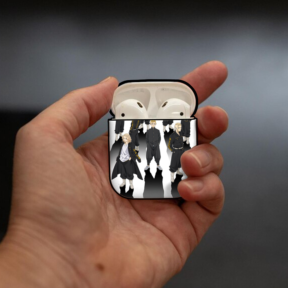 東京リベンジャーズ Tokyo Revengers AirPods 第2世代保護ケース ハードシェル ブラック 耐衝撃・防指紋・カラビナ付き