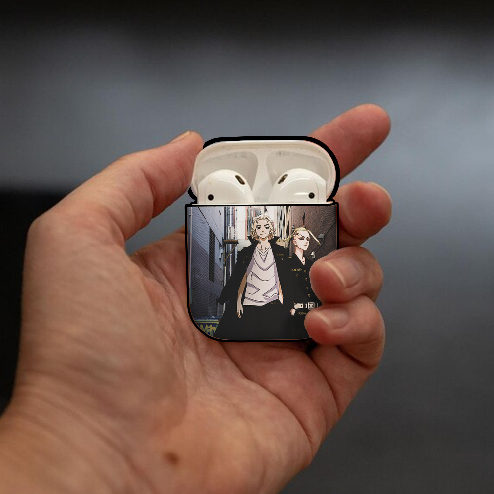 東京リベンジャーズ Tokyo Revengers AirPods 第2世代保護ケース ハードシェル ブラック 耐衝撃・防指紋・カラビナ付き