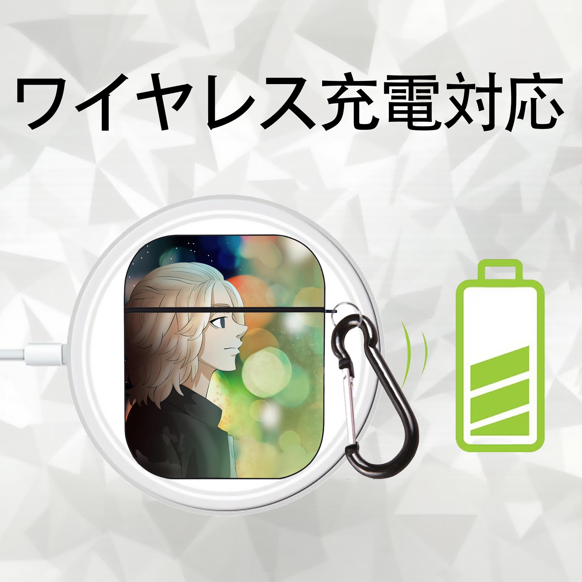 東京リベンジャーズ Tokyo Revengers AirPods 第2世代保護ケース ハードシェル ブラック 耐衝撃・防指紋・カラビナ付き