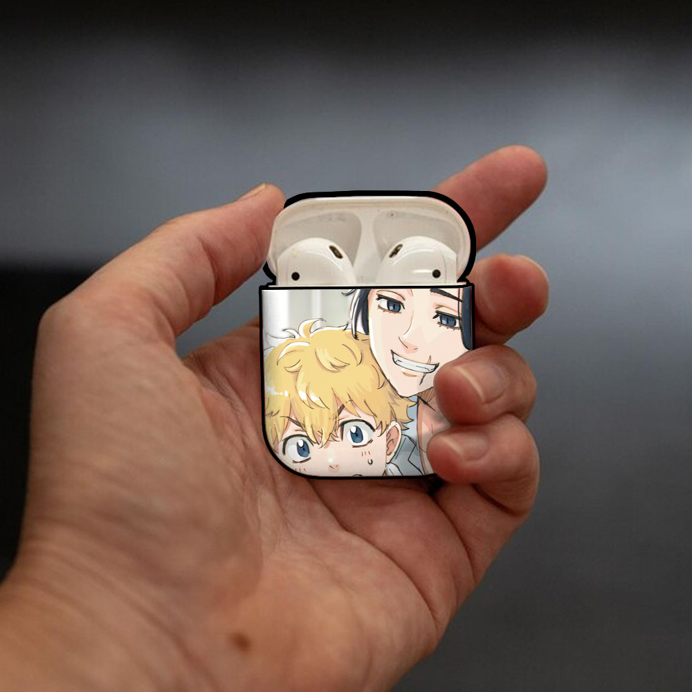東京リベンジャーズ Tokyo Revengers AirPods 第2世代保護ケース ハードシェル ブラック 耐衝撃・防指紋・カラビナ付き