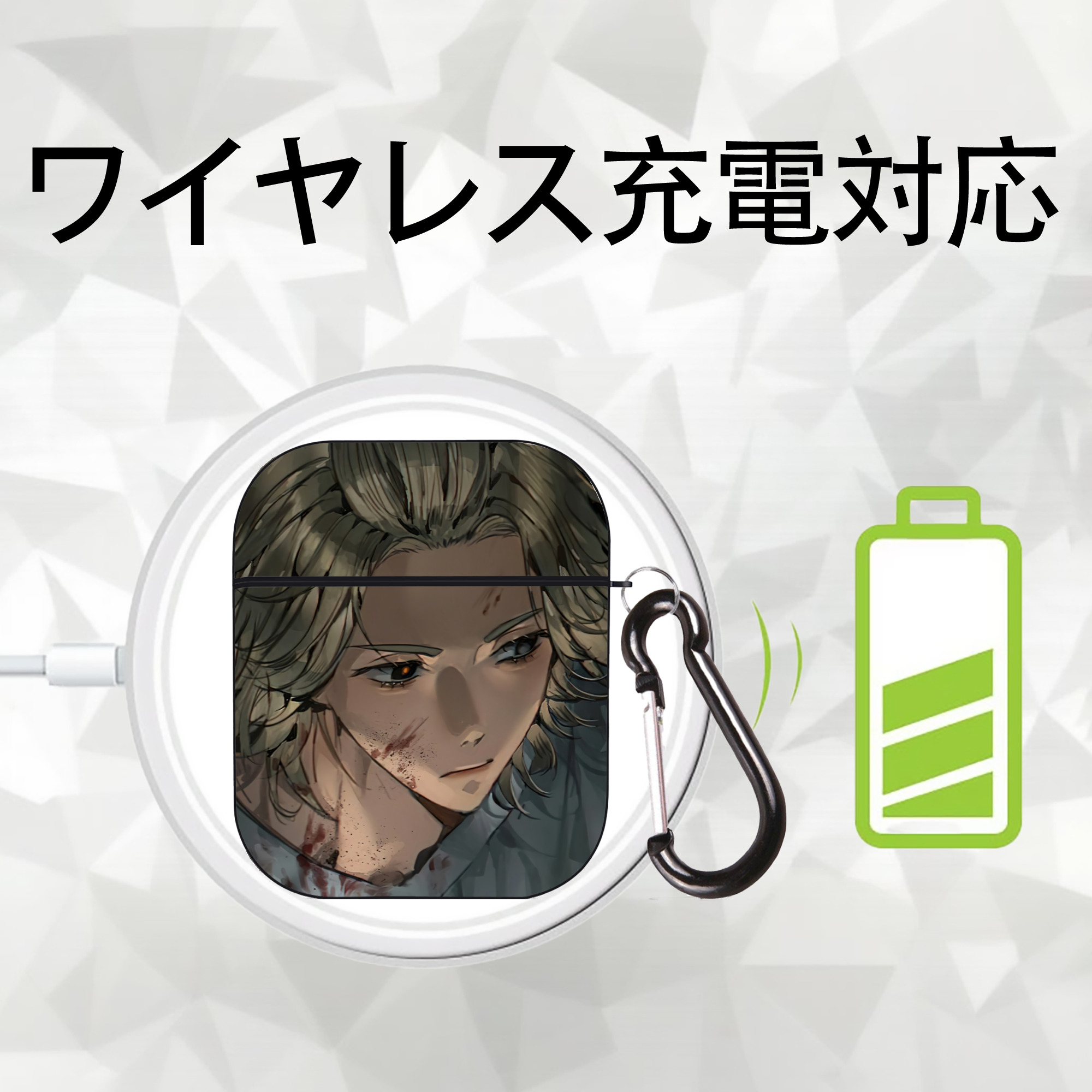 東京リベンジャーズ Tokyo Revengers AirPods 第2世代保護ケース ハードシェル ブラック 耐衝撃・防指紋・カラビナ付き