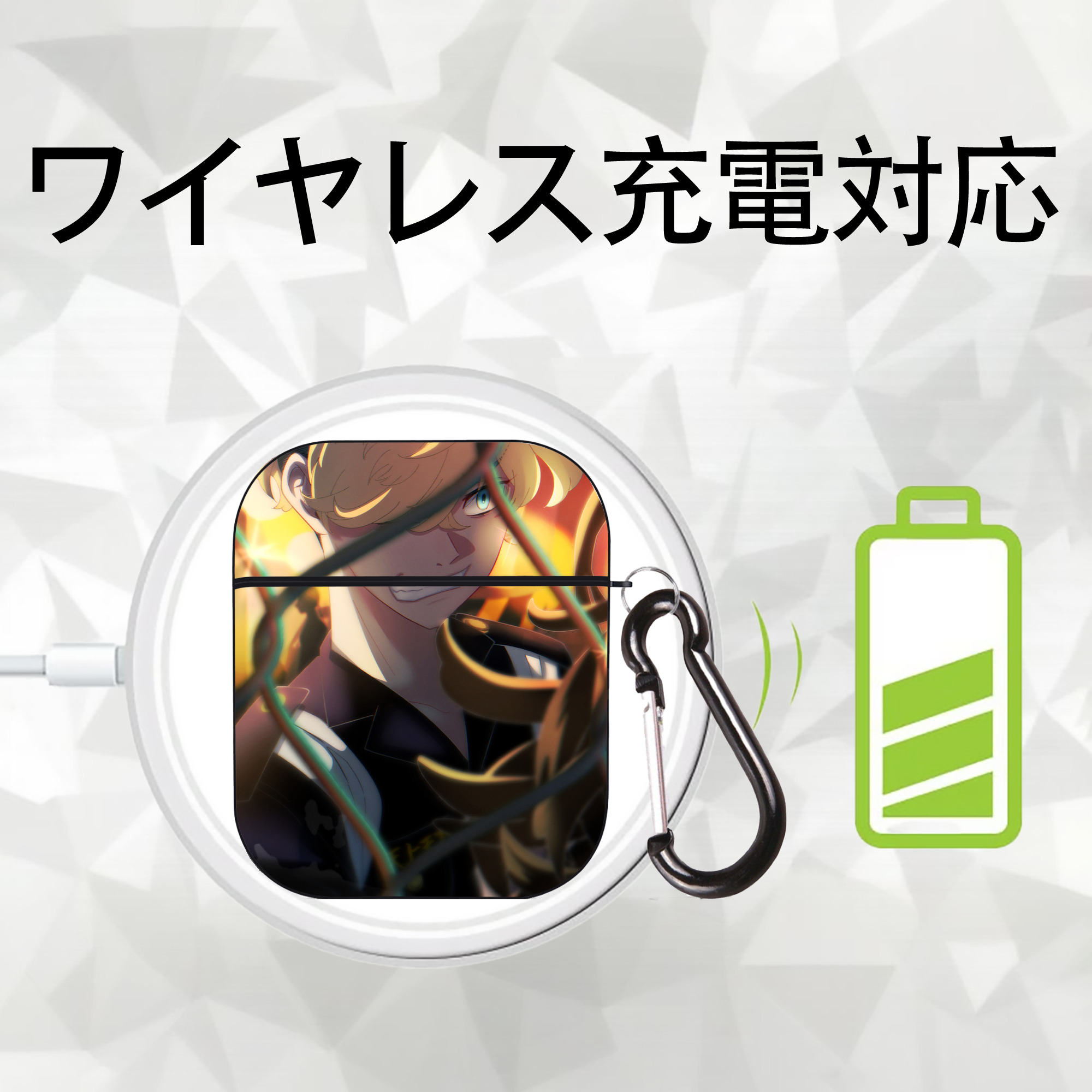 東京リベンジャーズ Tokyo Revengers AirPods 第2世代保護ケース ハードシェル ブラック 耐衝撃・防指紋・カラビナ付き