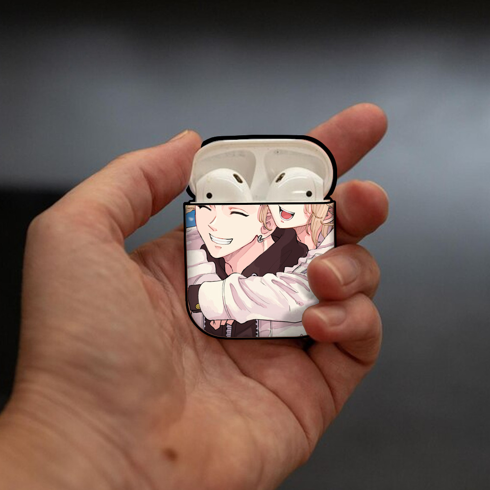 東京リベンジャーズ Tokyo Revengers AirPods 第2世代保護ケース ハードシェル ブラック 耐衝撃・防指紋・カラビナ付き