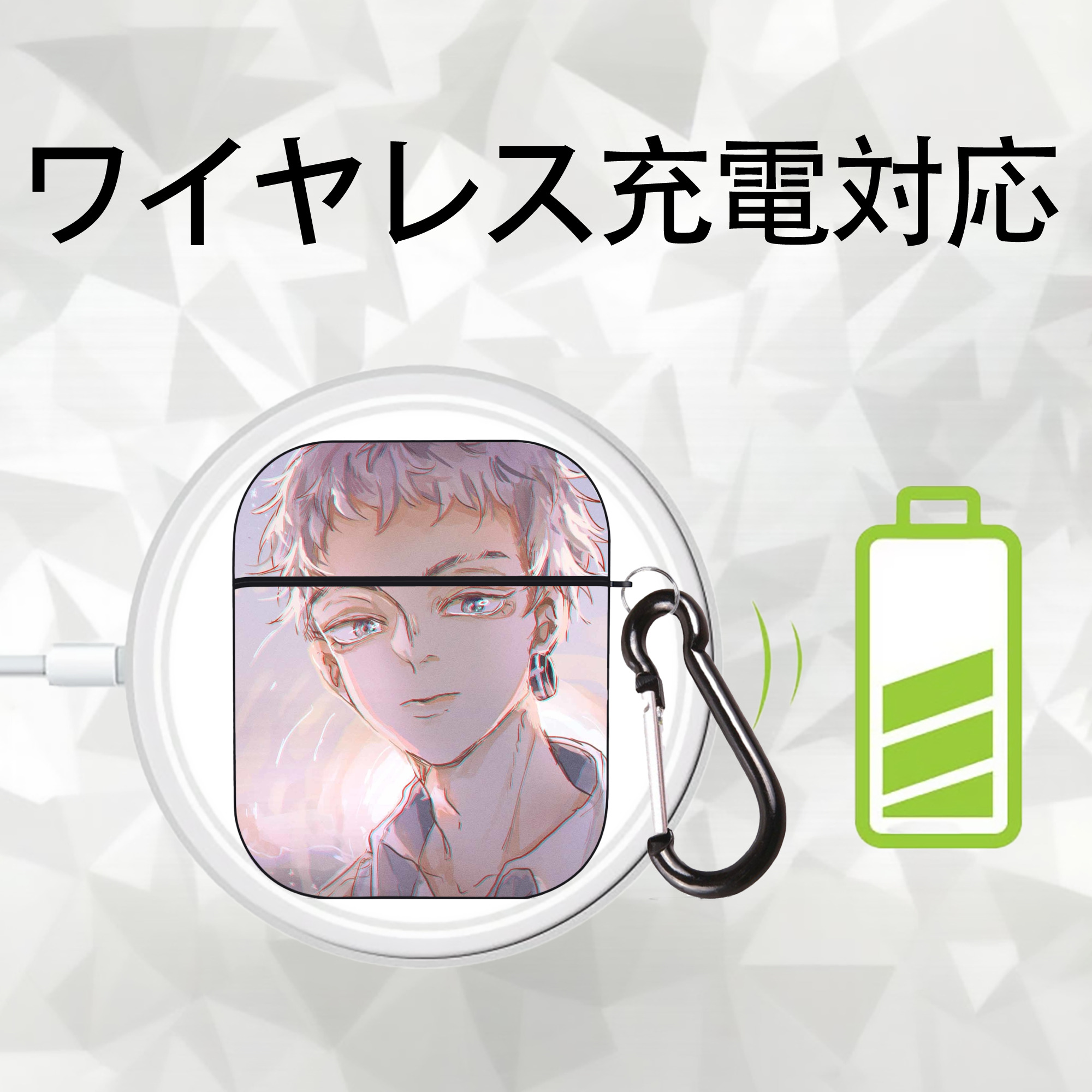 東京リベンジャーズ Tokyo Revengers AirPods 第2世代保護ケース ハードシェル ブラック 耐衝撃・防指紋・カラビナ付き