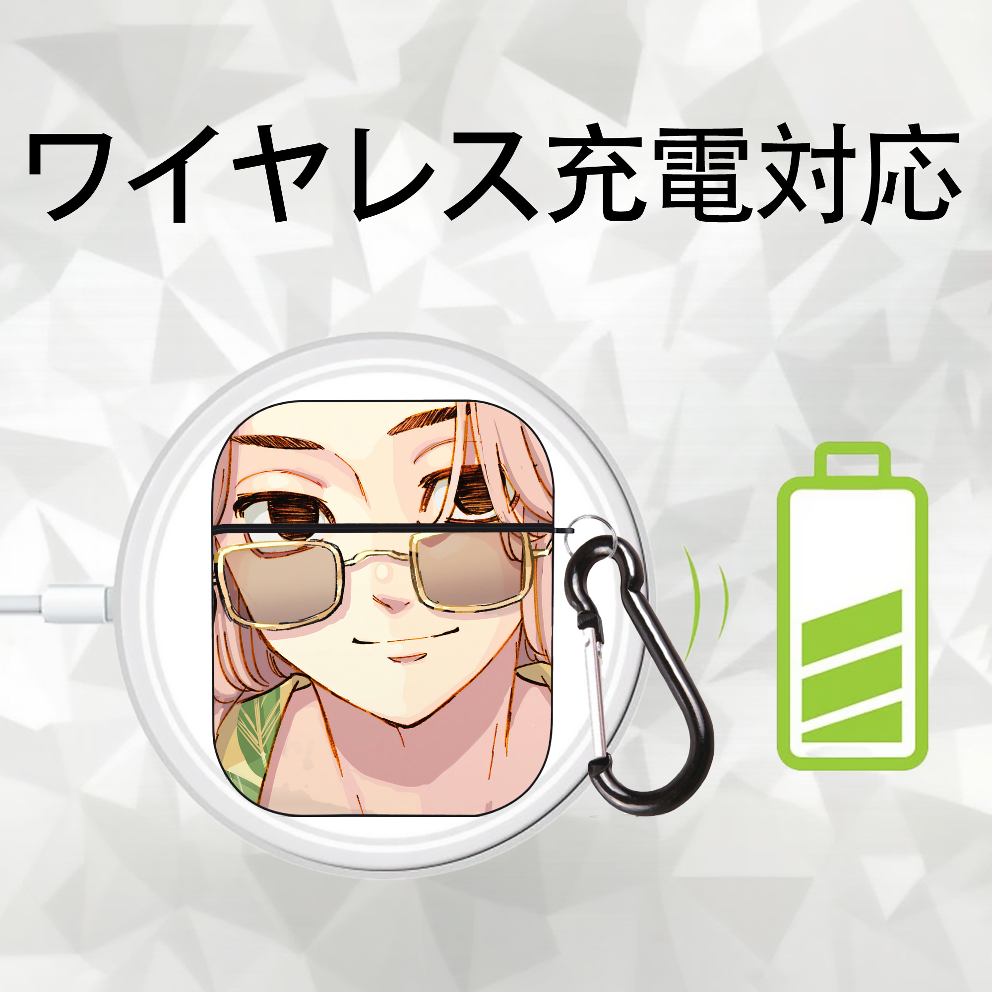 東京リベンジャーズ Tokyo Revengers AirPods 第2世代保護ケース ハードシェル ブラック 耐衝撃・防指紋・カラビナ付き
