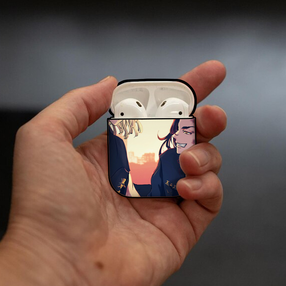 東京リベンジャーズ Tokyo Revengers AirPods 第2世代保護ケース ハードシェル ブラック 耐衝撃・防指紋・カラビナ付き